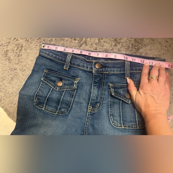 Arden B Dark Wash Mid Rise Distressed Women Flare Premium Denim Jeans Sz8 - Picture 9 of 12